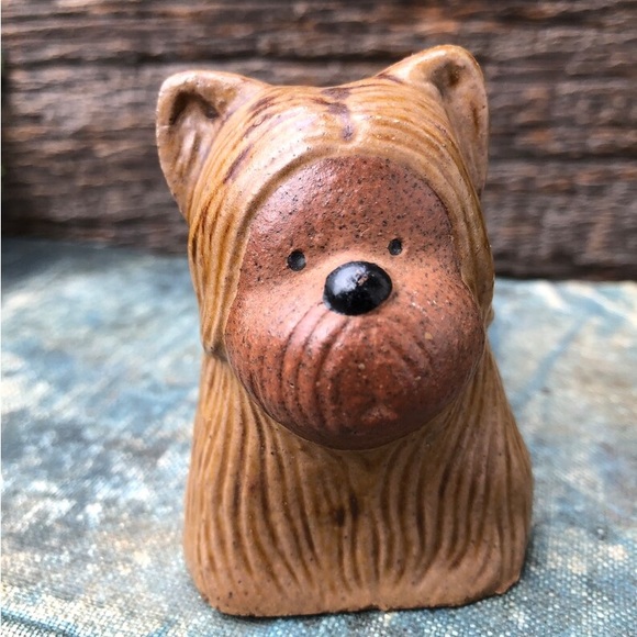 Cute Vintage Dog Figurine ceramic Maltese or Silky Terrier Vtg clay Terracotta🤎 - Picture 9 of 11